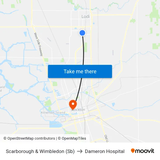 Scarborough & Wimbledon (Sb) to Dameron Hospital map