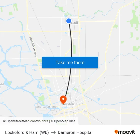 Lockeford & Ham (Wb) to Dameron Hospital map