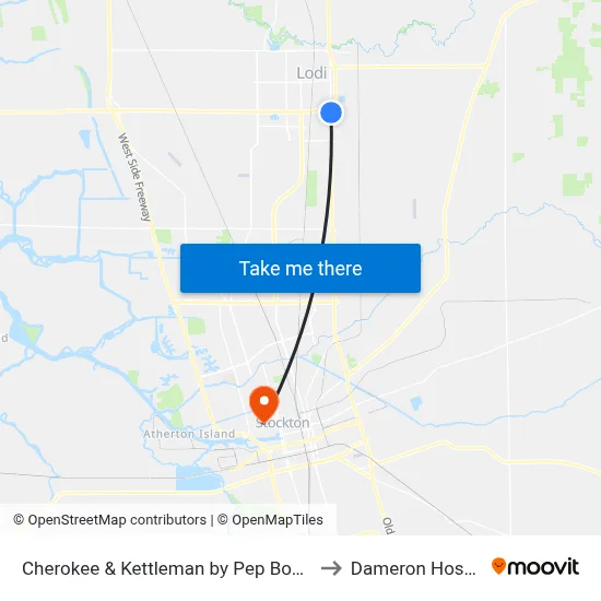 Cherokee & Kettleman by Pep Boys (Sb) to Dameron Hospital map