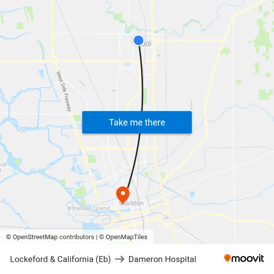 Lockeford & California (Eb) to Dameron Hospital map