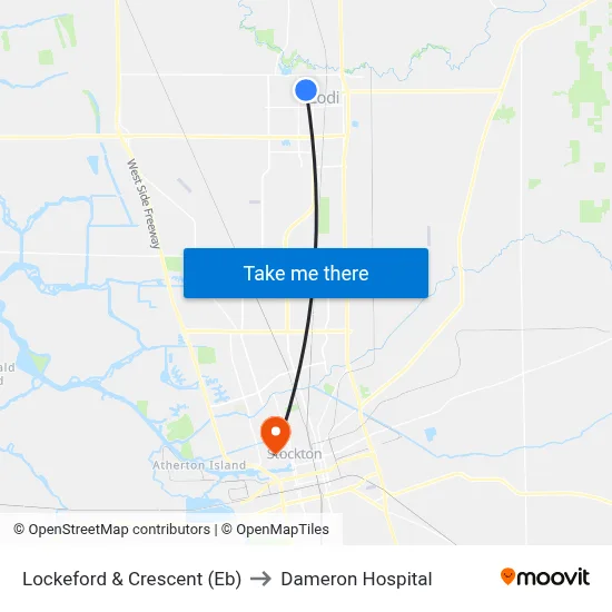 Lockeford & Crescent (Eb) to Dameron Hospital map