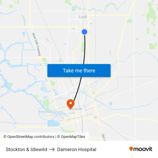 Stockton & Idlewild to Dameron Hospital map