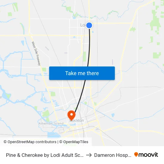 Pine & Cherokee by Lodi Adult School to Dameron Hospital map