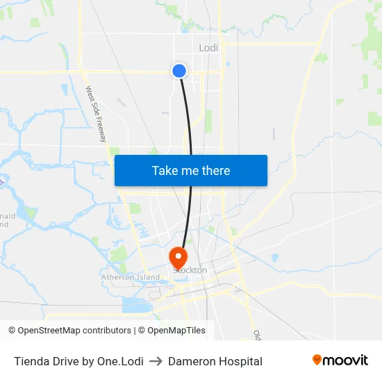 Tienda Drive by One.Lodi to Dameron Hospital map