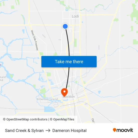 Sand Creek & Sylvan to Dameron Hospital map