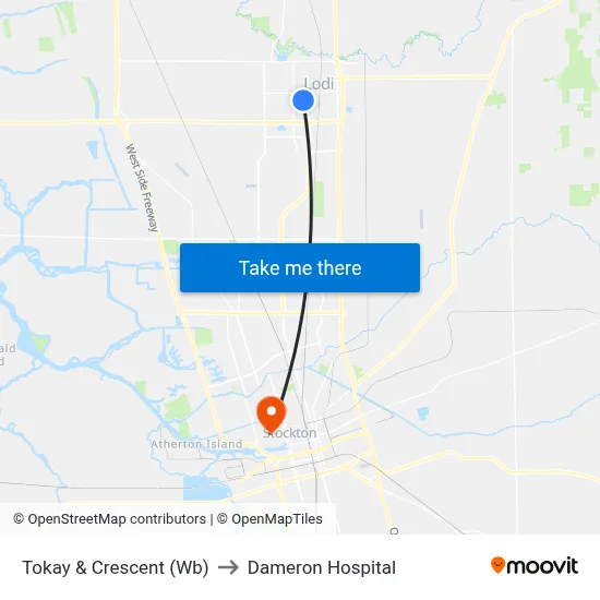 Tokay & Crescent (Wb) to Dameron Hospital map