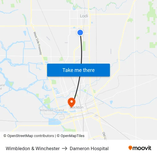Wimbledon & Winchester to Dameron Hospital map