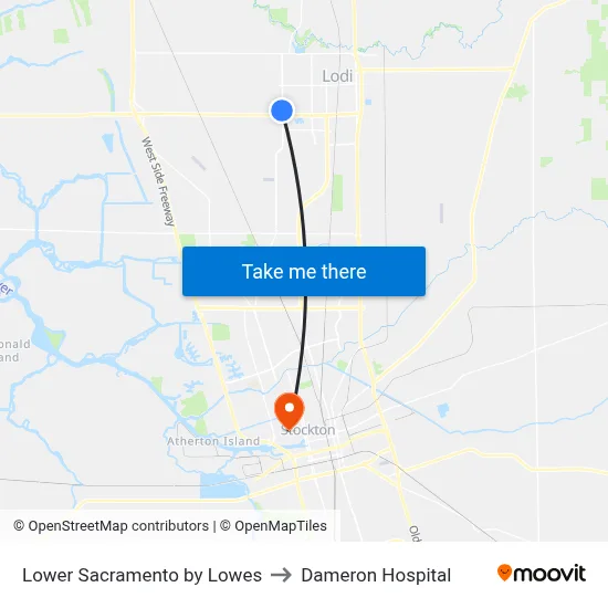 Lower Sacramento by Lowes to Dameron Hospital map