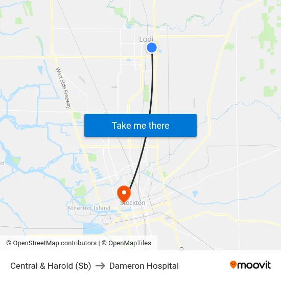 Central & Harold (Sb) to Dameron Hospital map