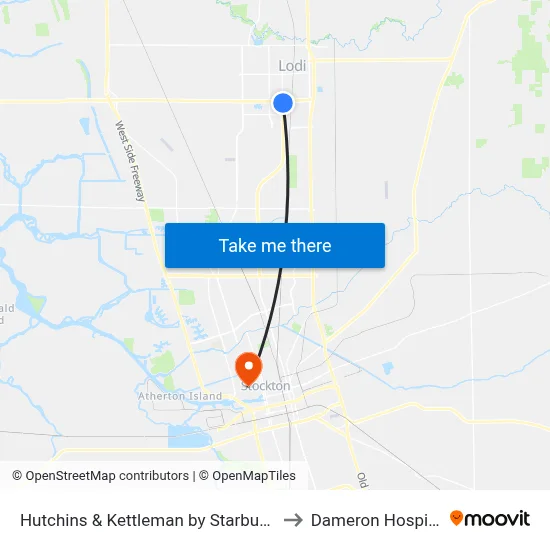Hutchins & Kettleman by Starbucks to Dameron Hospital map