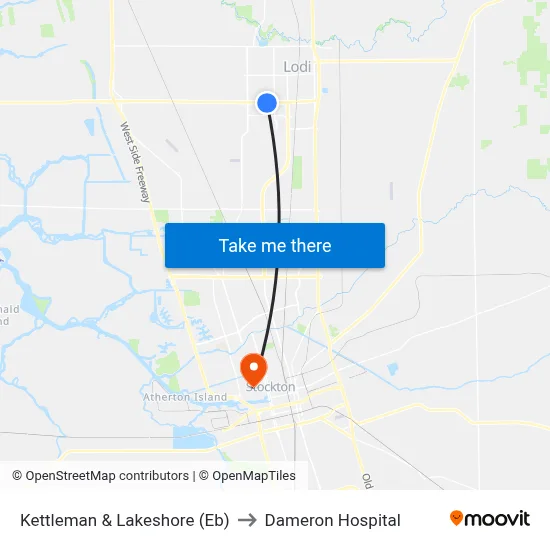 Kettleman & Lakeshore (Eb) to Dameron Hospital map