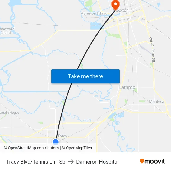 Tracy Blvd/Tennis Ln - Sb to Dameron Hospital map