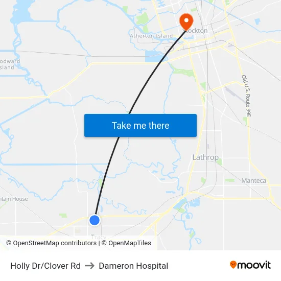Holly Dr/Clover Rd to Dameron Hospital map