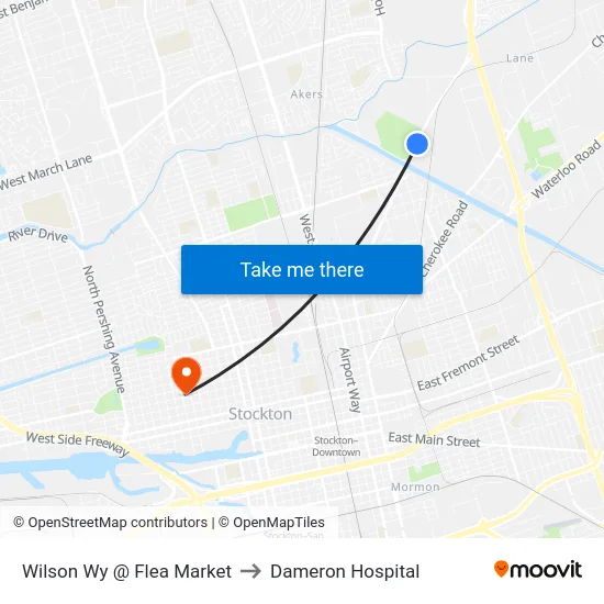 Wilson Wy @ Flea Market to Dameron Hospital map