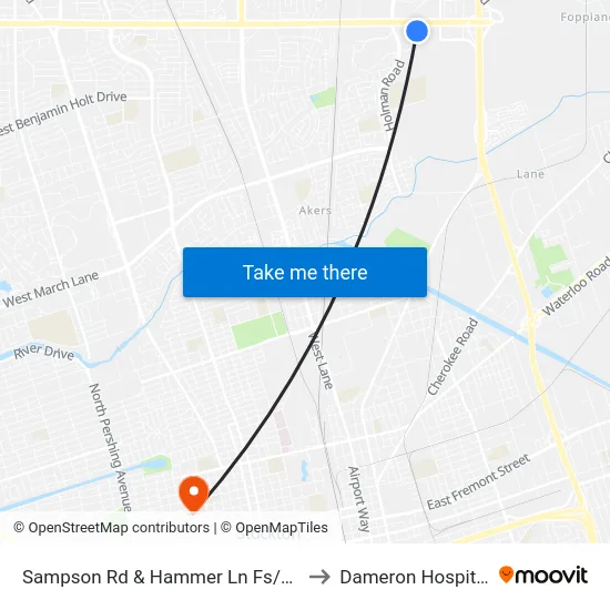 Sampson Rd & Hammer Ln Fs/Sb to Dameron Hospital map