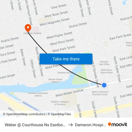 Weber @ Courthouse Ns Eastbound to Dameron Hospital map