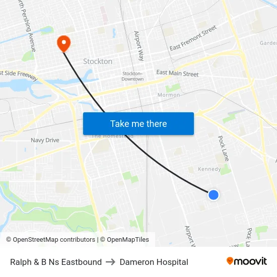 Ralph & B Ns Eastbound to Dameron Hospital map
