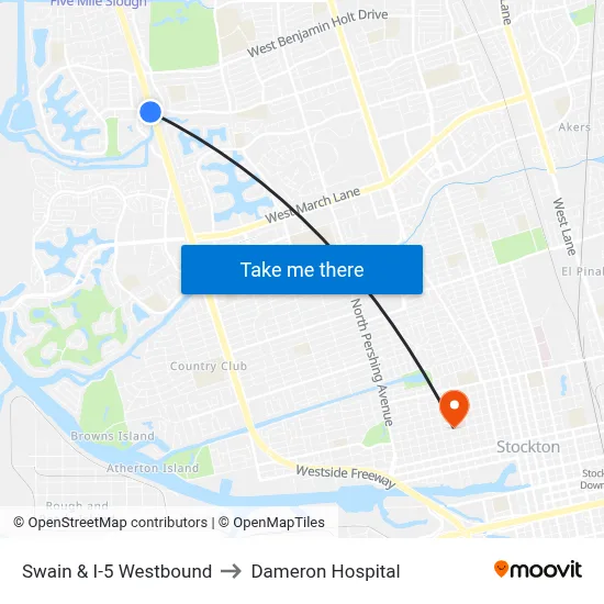 Swain & I-5 Westbound to Dameron Hospital map