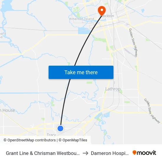 Grant Line & Chrisman Westbound to Dameron Hospital map