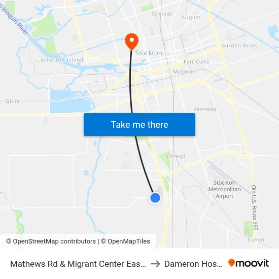 Mathews Rd & Migrant Center Eastbound to Dameron Hospital map