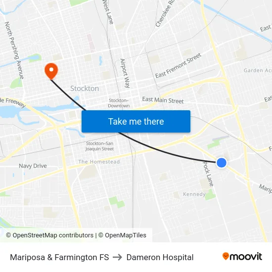 Mariposa & Farmington FS to Dameron Hospital map