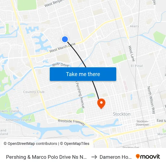 Pershing & Marco Polo Drive Ns Northbound to Dameron Hospital map