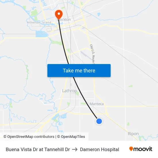 Buena Vista Dr at Tannehill Dr to Dameron Hospital map