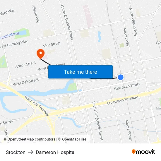 Stockton to Dameron Hospital map