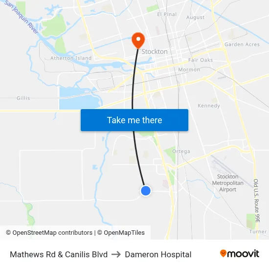 Mathews Rd & Canilis Blvd to Dameron Hospital map