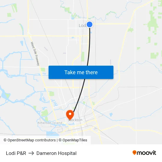 Lodi P&R to Dameron Hospital map
