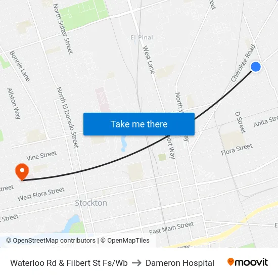 Waterloo Rd & Filbert St Fs/Wb to Dameron Hospital map
