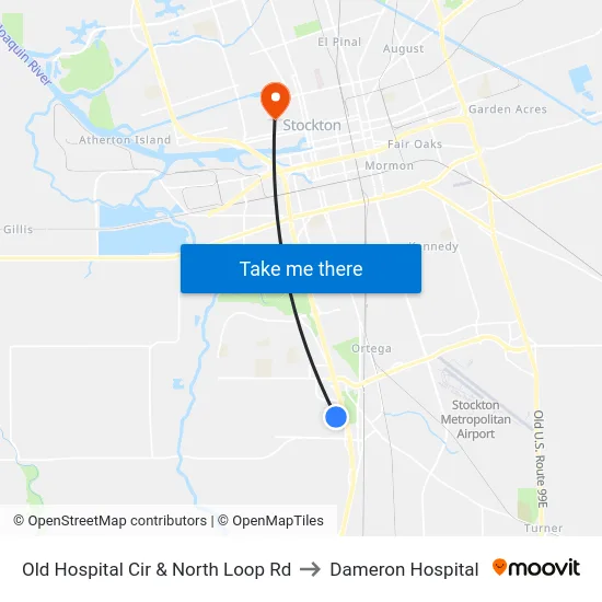 Old Hospital Cir & North Loop Rd to Dameron Hospital map