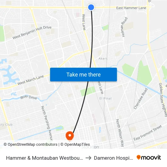 Hammer & Montauban Westbound to Dameron Hospital map