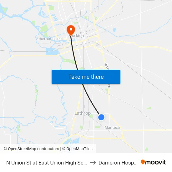 N Union St at East Union High School to Dameron Hospital map