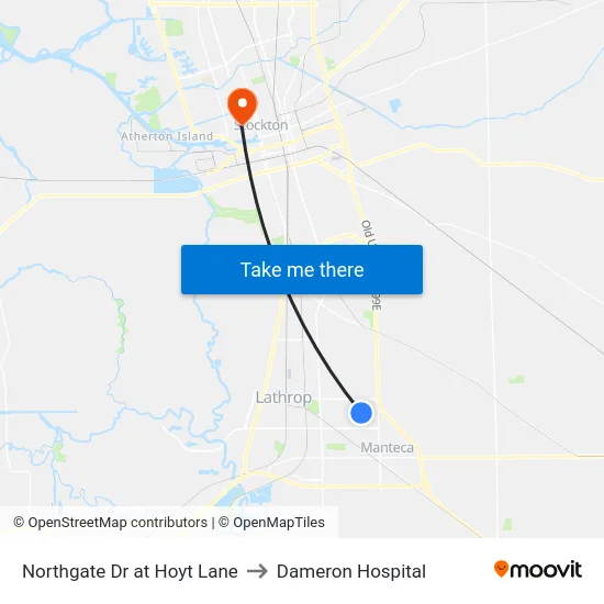 Northgate Dr at Hoyt Lane to Dameron Hospital map