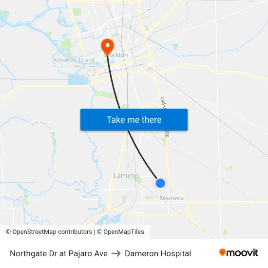 Northgate Dr at Pajaro Ave to Dameron Hospital map