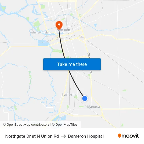 Northgate Dr at N Union Rd to Dameron Hospital map
