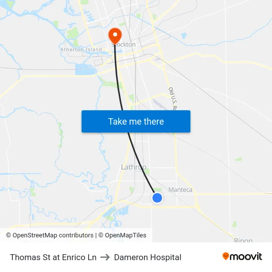 Thomas St at Enrico Ln to Dameron Hospital map