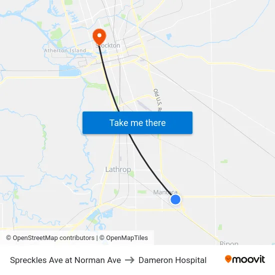 Spreckles Ave at Norman Ave to Dameron Hospital map