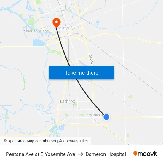 Pestana Ave at E Yosemite Ave to Dameron Hospital map