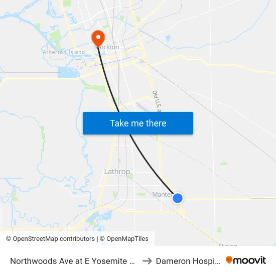 Northwoods Ave at E Yosemite Ave to Dameron Hospital map