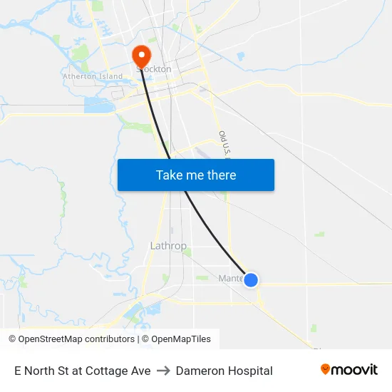 E North St at Cottage Ave to Dameron Hospital map