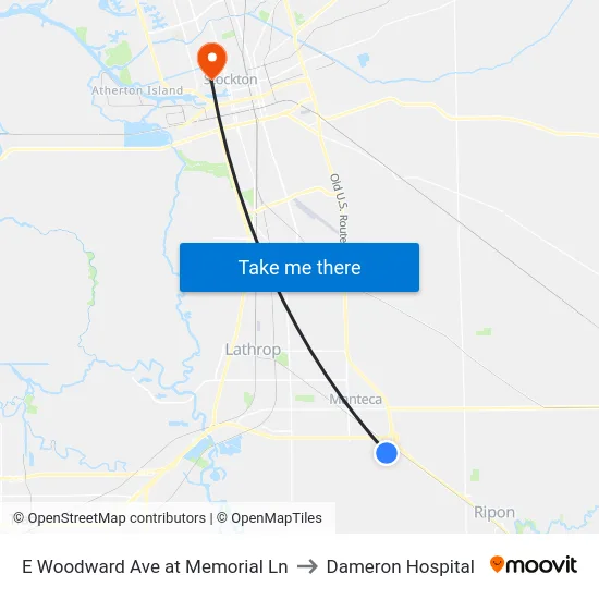 E Woodward Ave at Memorial Ln to Dameron Hospital map