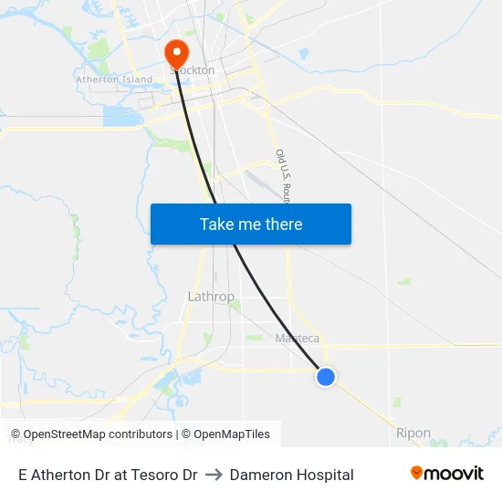E Atherton Dr at Tesoro Dr to Dameron Hospital map