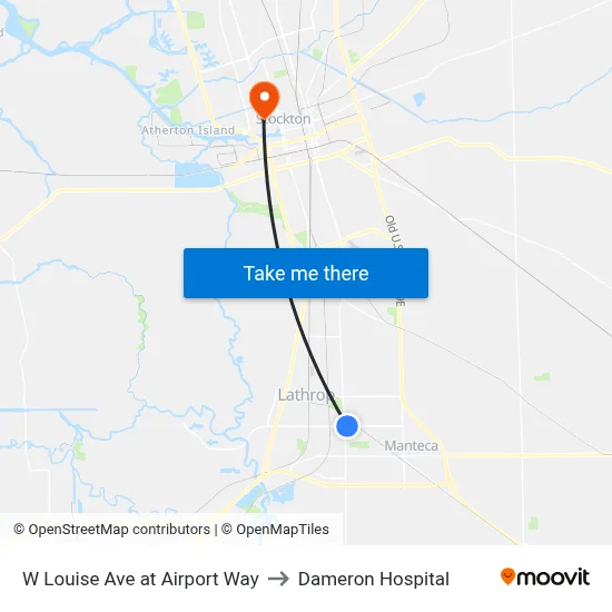 W Louise Ave at Airport Way to Dameron Hospital map