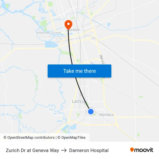 Zurich Dr at Geneva Way to Dameron Hospital map