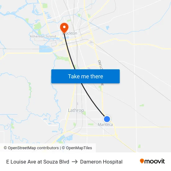 E Louise Ave at Souza Blvd to Dameron Hospital map