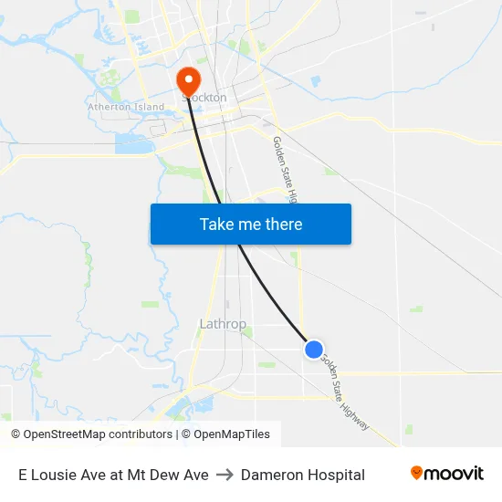 E Lousie Ave at Mt Dew Ave to Dameron Hospital map