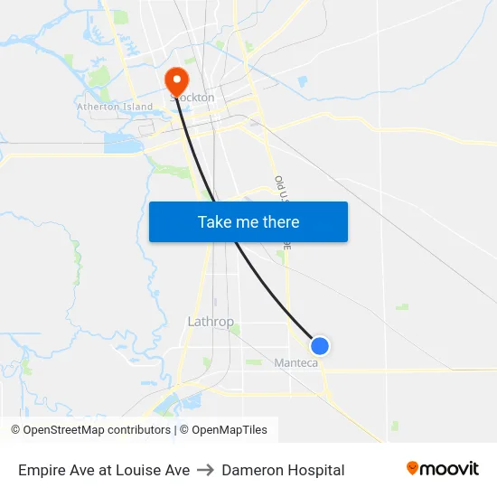 Empire Ave at Louise Ave to Dameron Hospital map