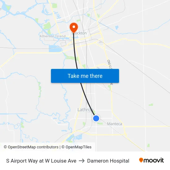 S Airport Way at W Louise Ave to Dameron Hospital map